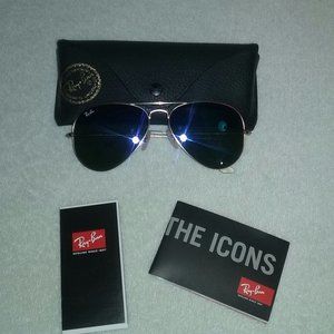 Rayban Aviater Shades, Blue Lens w/ Gold Accents